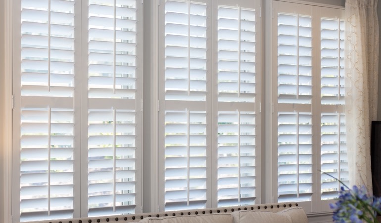 Faux wood plantation shutters in Hartford